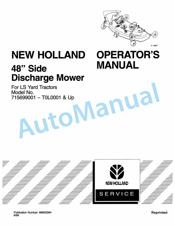 New Holland 48 Side Discharge Mower Operation and Maintenance Manual 86602564