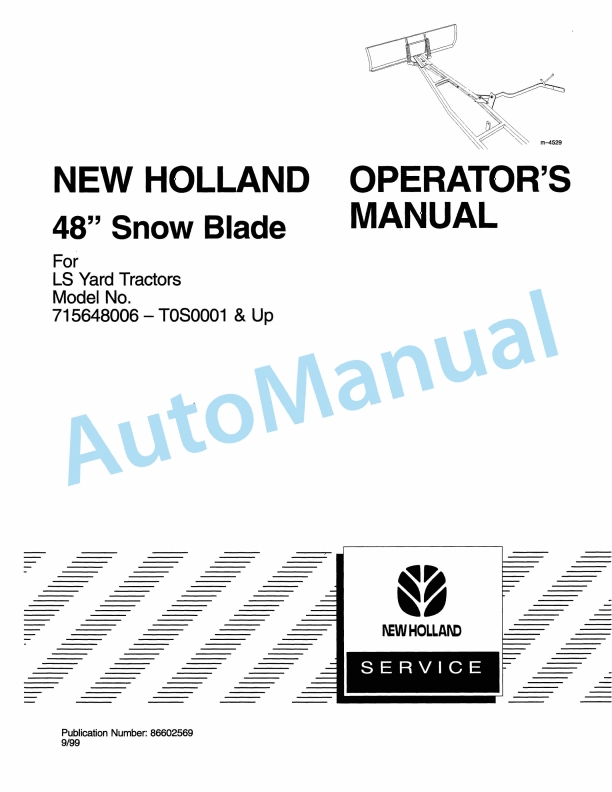 New Holland 48 Snow Blade Operation and Maintenance Manual 86602569
