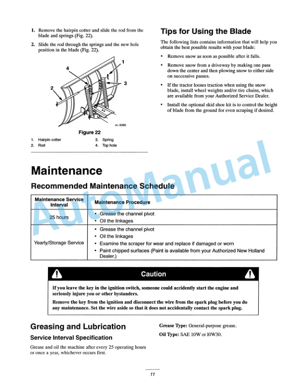 New Holland 48 Snow Blade Operation and Maintenance Manual 86619977-5
