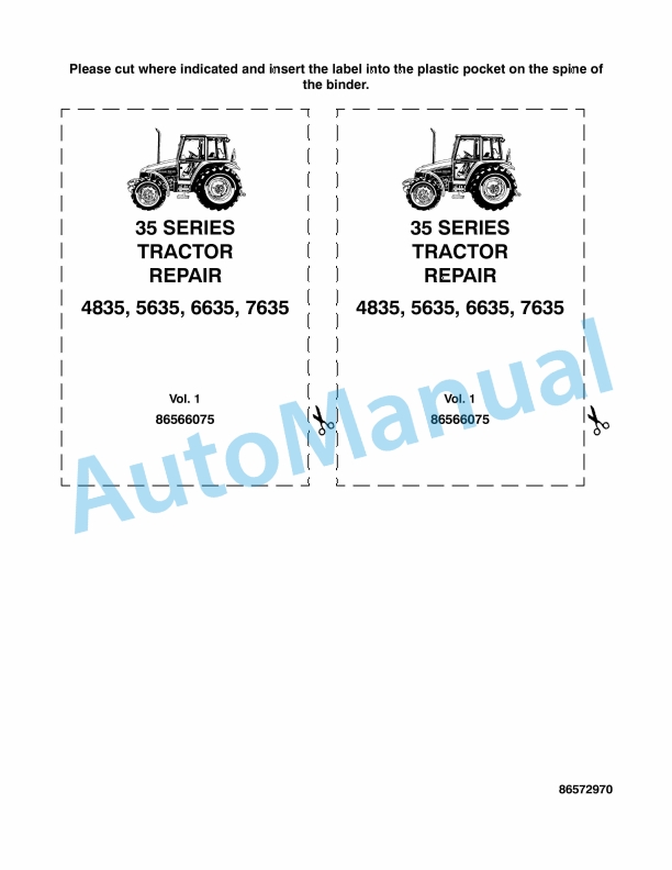 New Holland 4835, 5635, 6635, 7635 Tractor Repair Manual 86566076