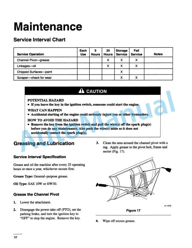 New Holland 48in Snow Blade for Lawn - Garden Tractor Operation and Maintenance Manual 42871790-5