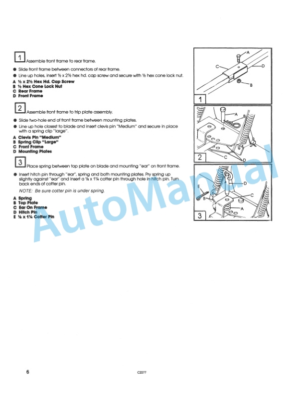 New Holland 48in Spring Trip Front Blade Operation and Maintenance Manual 42644812-3