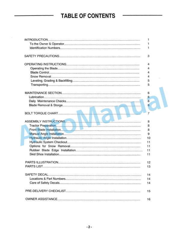 Alternative view of New Holland 5 Foot Front Blade For MC Tractor Operation and Maintenance Manual 86605781