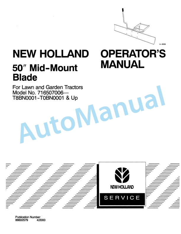 New Holland 50 Mid-Mount Blade Operation and Maintenance Manual 86602579