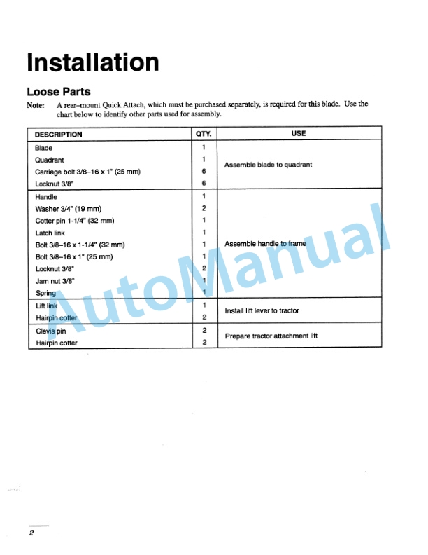 New Holland 50in Mid-Mount Blade Operation and Maintenance Manual 42871800-3