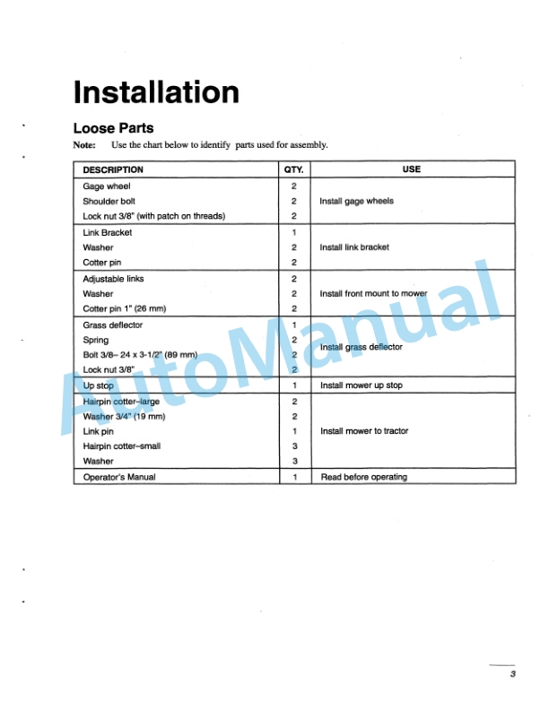 New Holland 52 Side Discharge Mower Operation and Maintenance Manual 86602565-2