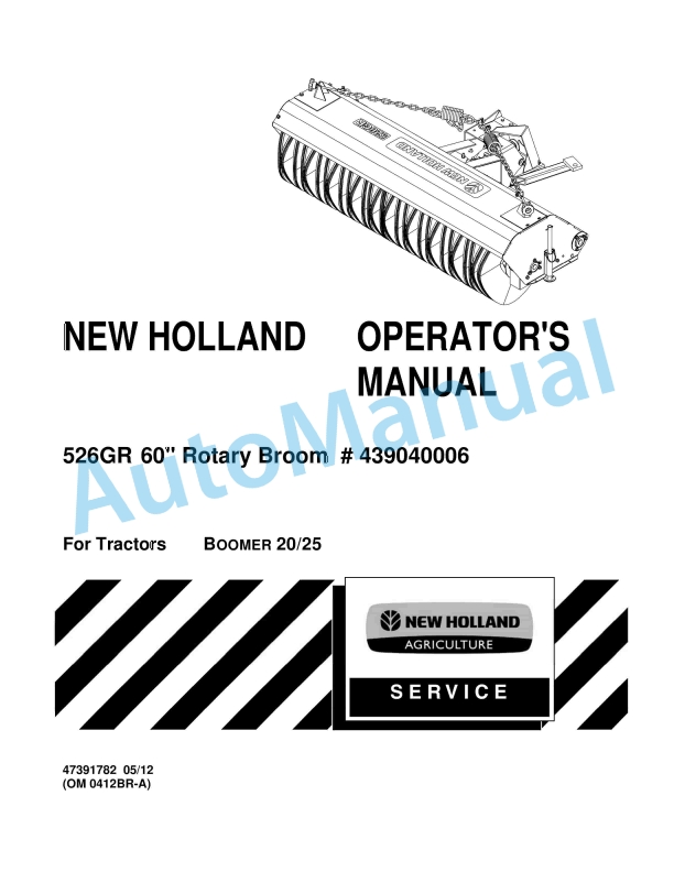 New Holland 526GR 60in Rotary Broom Operation and Maintenance Manual 47391782
