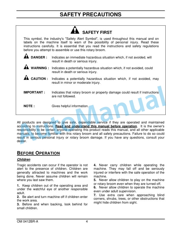New Holland 526GR 60in Rotary Broom Operation and Maintenance Manual 47391782-2