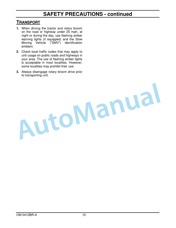 New Holland 526GR 60in Rotary Broom Operation and Maintenance Manual 47391782-3