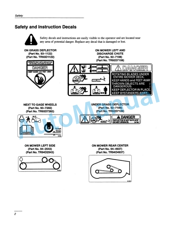 New Holland 52in Mower for Lawn - Garden Tractor Operation and Maintenance Manual 42680160-2
