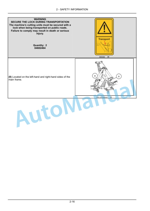 Alternative view of New Holland 530 Mega Cutter Tractor Mounted Disc Mower-Conditioner Operation and Maintenance Manual 47419733
