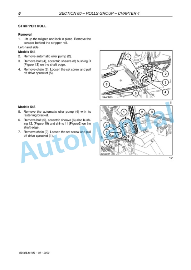 New Holland 544, 548 Round Baler Repair Manual 6046611100-4