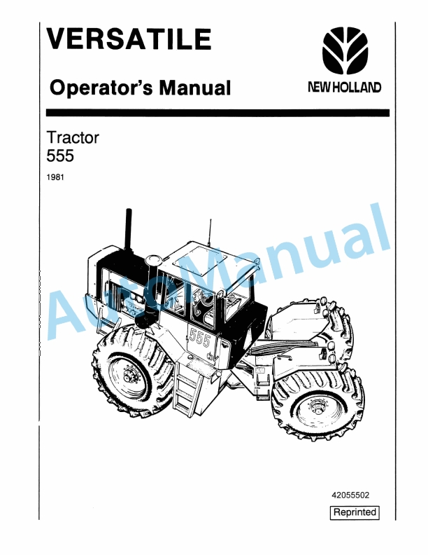 New Holland 555 Tractor Operation and Maintenance Manual 42055502