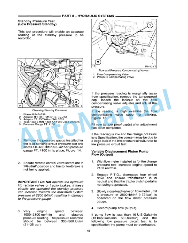 Alternative view of New Holland 5640, 6640, 7740, 7840, 8240, 8340 Hydraulic System Repair Manual 40564008