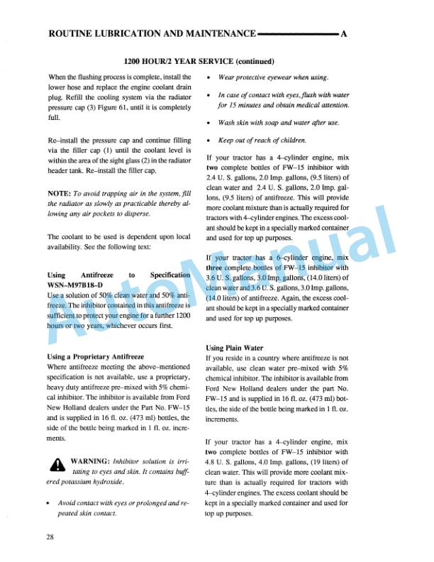 New Holland 5640, 6640, 7740, 7840, 8240, 8340 SL and SLE Range Tractor With or Less Cab Operation and Maintenance Manual 42564070-4