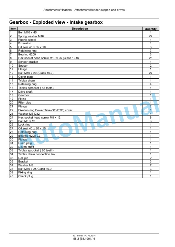 New Holland 600FDR Header Service Manual 47794081-3