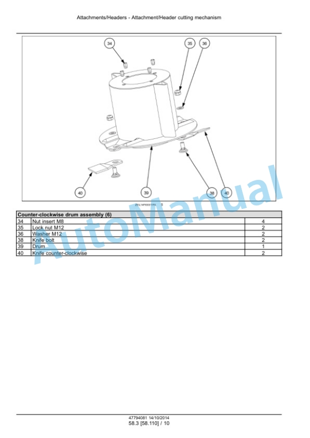 New Holland 600FDR Header Service Manual 47794081-4