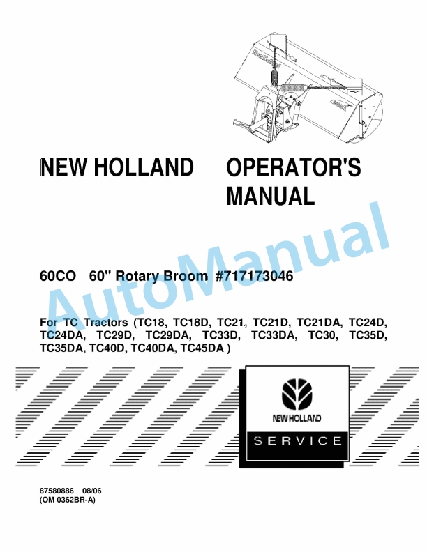 New Holland 60CO 60in Rotary Broom Operation and Maintenance Manual 87580886