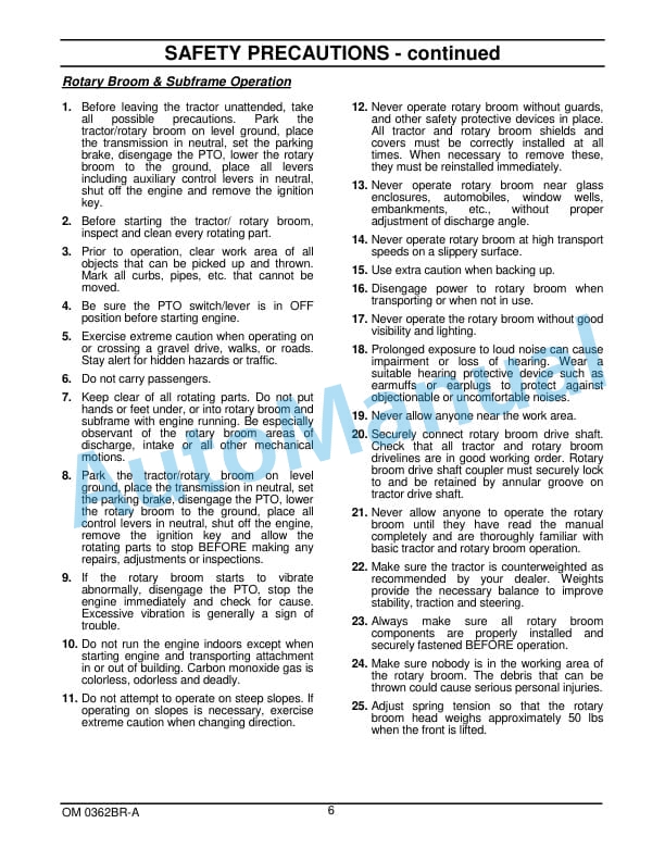 New Holland 60CO 60in Rotary Broom Operation and Maintenance Manual 87580886-2