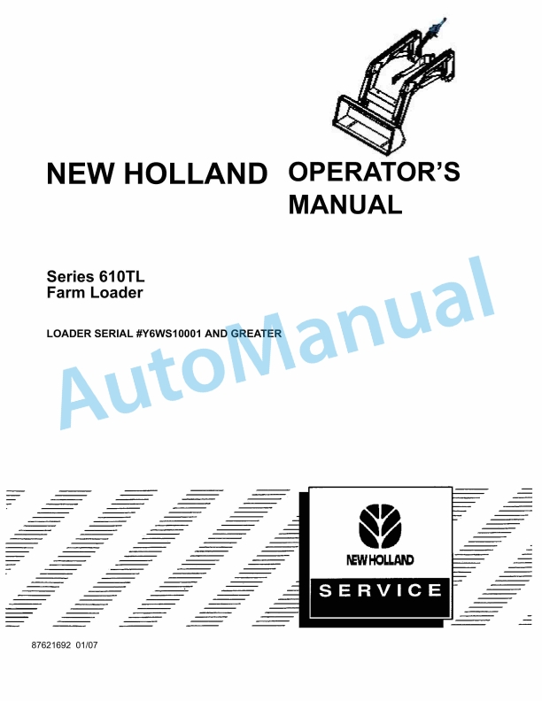 New Holland 610TL Series Farm Loader Operation and Maintenance Manual 87621692