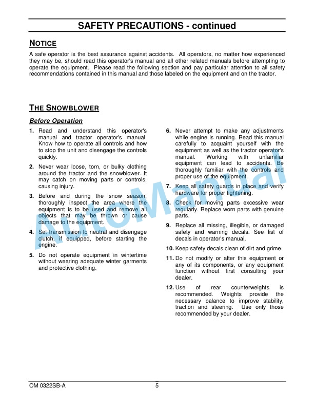 New Holland 62CSH 62in, 72CSH 72in Two Stage Snowblower Operation and Maintenance Manual 87300098-2