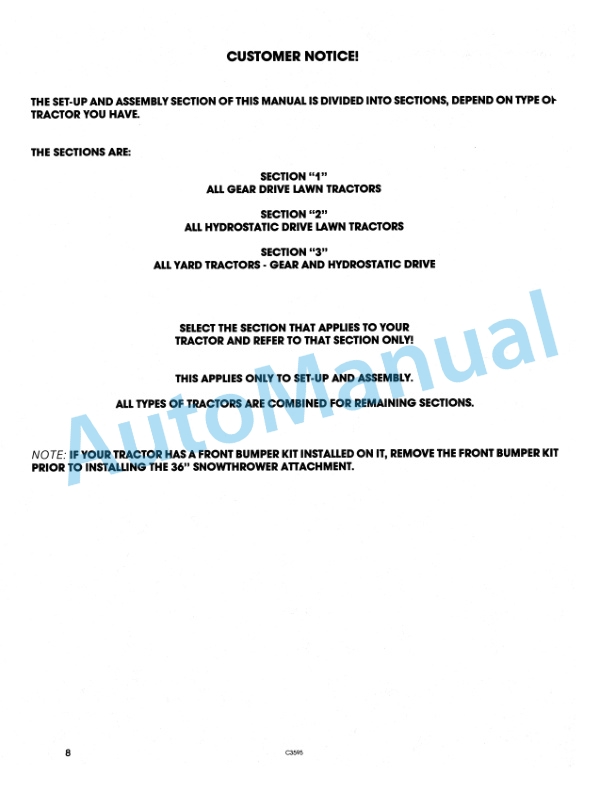 New Holland 63711, 9607449 36in Snowthrower Attachment Operation and Maintenance Manual 42643612-2
