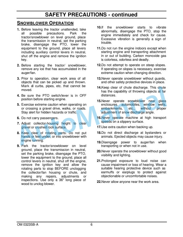New Holland 63CSH 63in Commercial Snowblower Operation and Maintenance Manual 87300092-2
