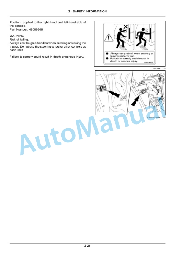 Alternative view of New Holland 65, 75 PowerStart Tractor Operation and Maintenance Manual 51519280