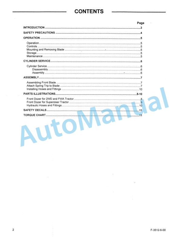 New Holland 702C Series Front Blade Operation and Maintenance Manual 86615960-2