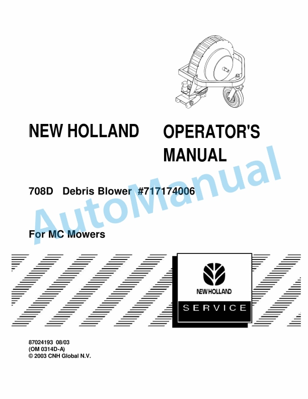 New Holland 708D Debris Blower For MC Mower Operation and Maintenance Manual 87024193