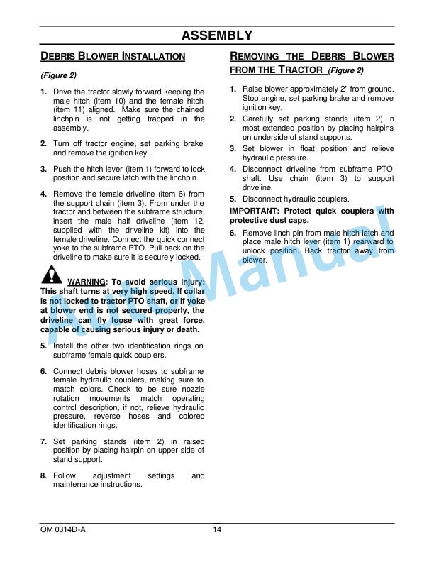 New Holland 708D Debris Blower For MC Mower Operation and Maintenance Manual 87024193-4
