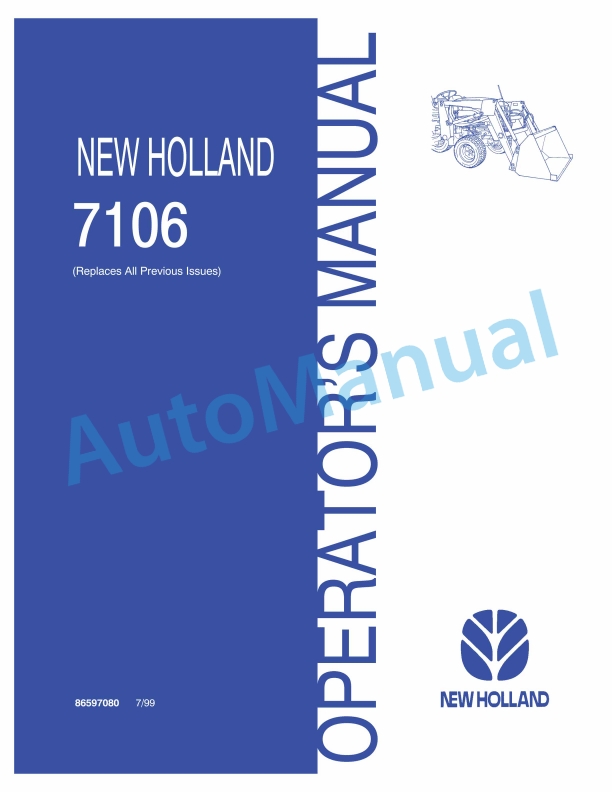 New Holland 7106 Operation and Maintenance Manual 86597080