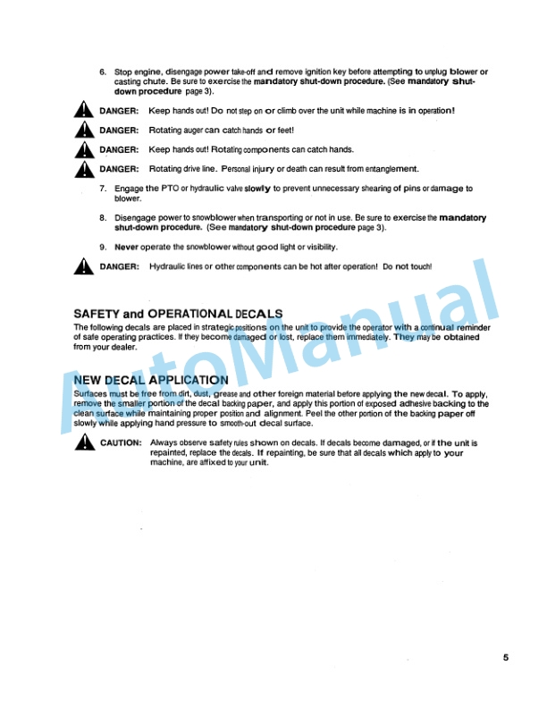 New Holland 716B Series 48in, 60in Front Mount Snowblower Attachment Operation and Maintenance Manual 42871660-3