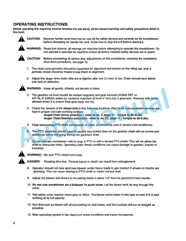 New Holland 716B Series 48in, 60in Front Mount Snowblower Attachment Operation and Maintenance Manual 42871660-4