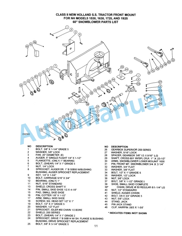 New Holland 716B Series 60in Front Mount Snowblower Attachment Operation and Maintenance Manual 42871730-4