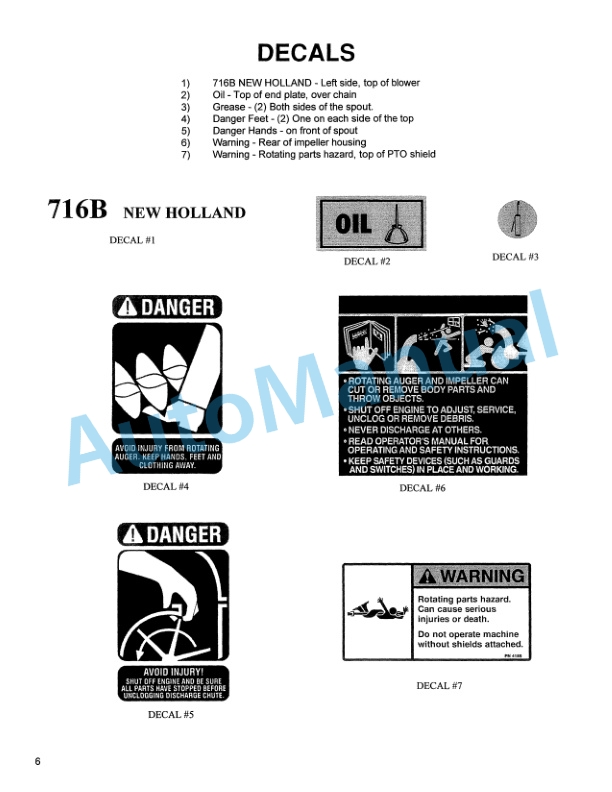 New Holland 716B Series For MC Mower Operation and Maintenance Manual 86608540-3