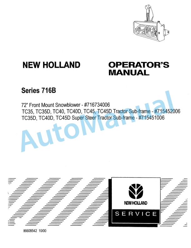 New Holland 716B Series Operation and Maintenance Manual 86608542