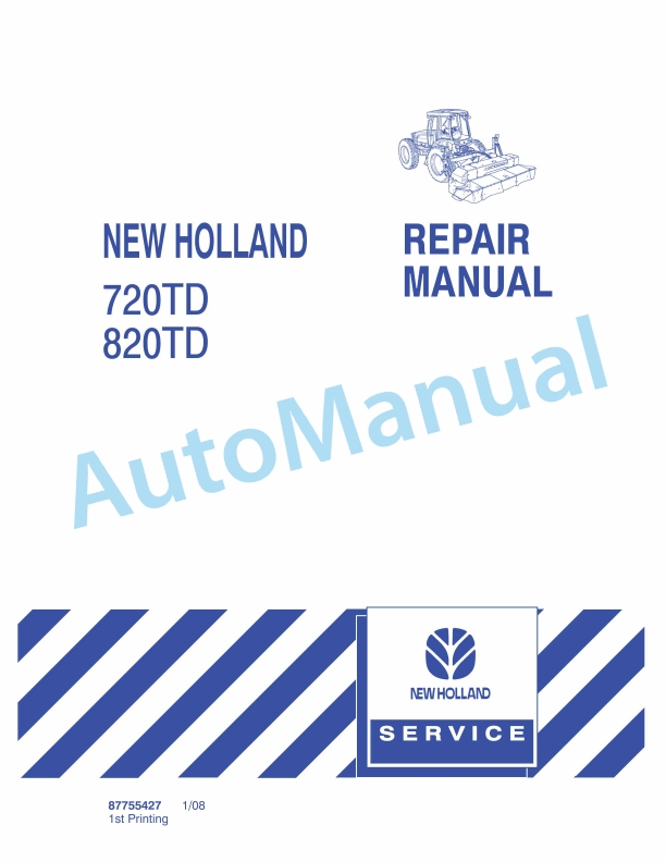New Holland 720TD, 820TD Discbine Disc Header Repair Manual 87755427
