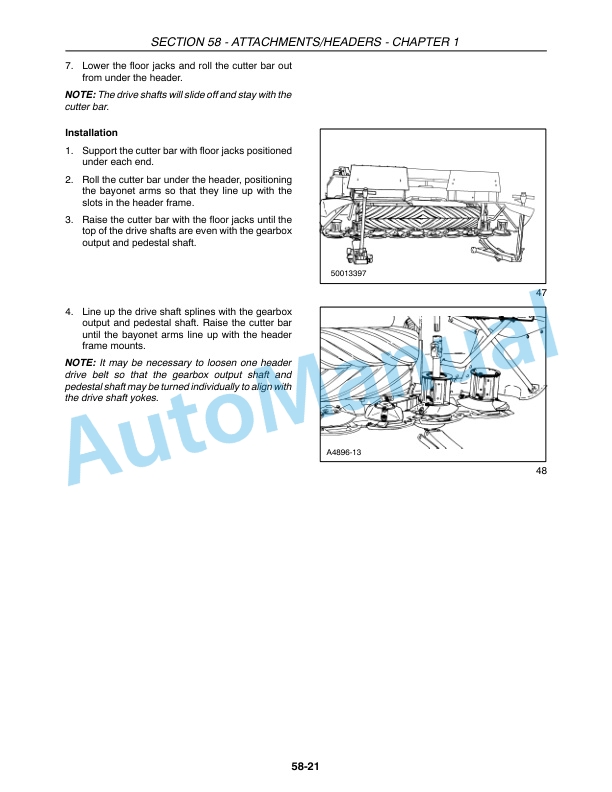 New Holland 720TD, 820TD Discbine Disc Header Repair Manual 87755427-4