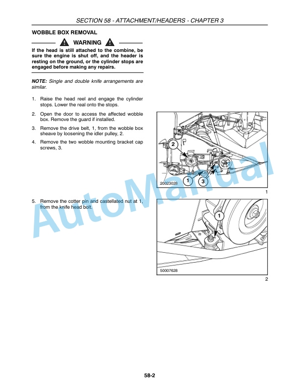 New Holland 72C, 74C Header Repair Manual 87017392-5