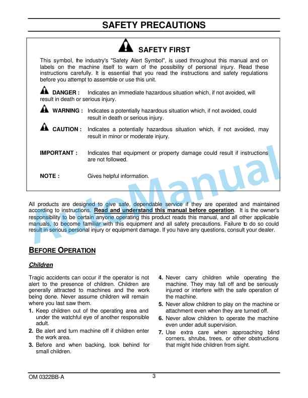 New Holland 72CB 72in Front Dozer Blade Operation and Maintenance Manual 87300415-2