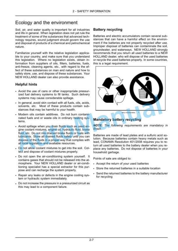 New Holland 72CBH, 84CBH Attachment Operation and Maintenance Manual 48082148-3