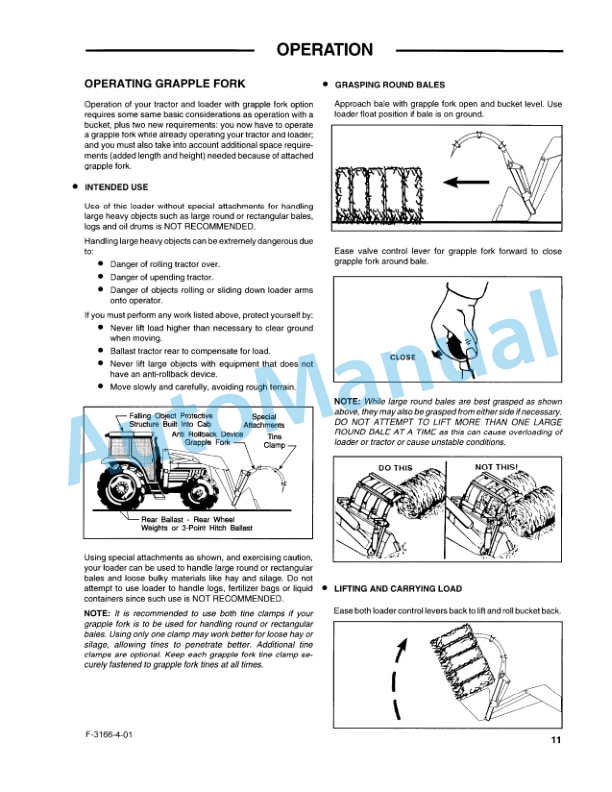 New Holland 7312 Series Quick Attach Farm Loader Operation and Maintenance Manual 86632636-3