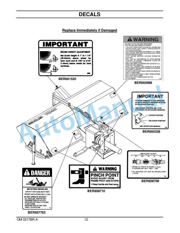 New Holland 740D 60in Rotary Broom Operation and Maintenance Manual 87300413-3