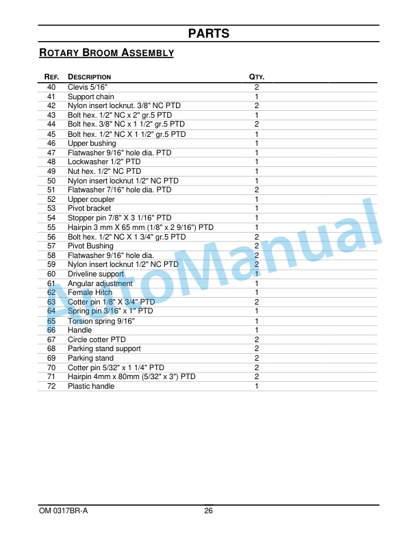 New Holland 740D 60in Rotary Broom Operation and Maintenance Manual 87300413-5