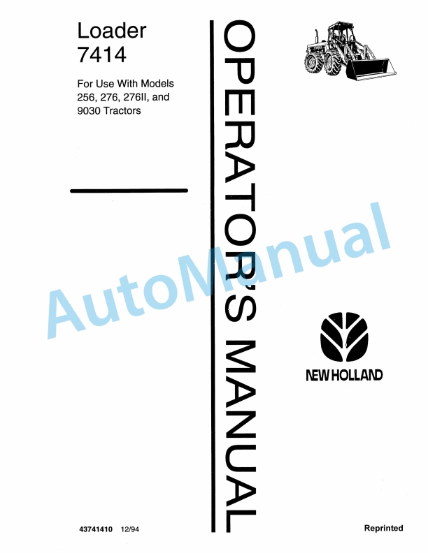 New Holland 7414 Loader Operation and Maintenance Manual 43741410