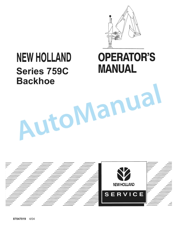 New Holland 759C Series Backhoe Operation and Maintenance Manual 87047019