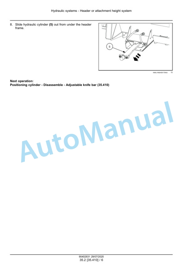 Alternative view of New Holland 760CG Header Service Manual 90402831