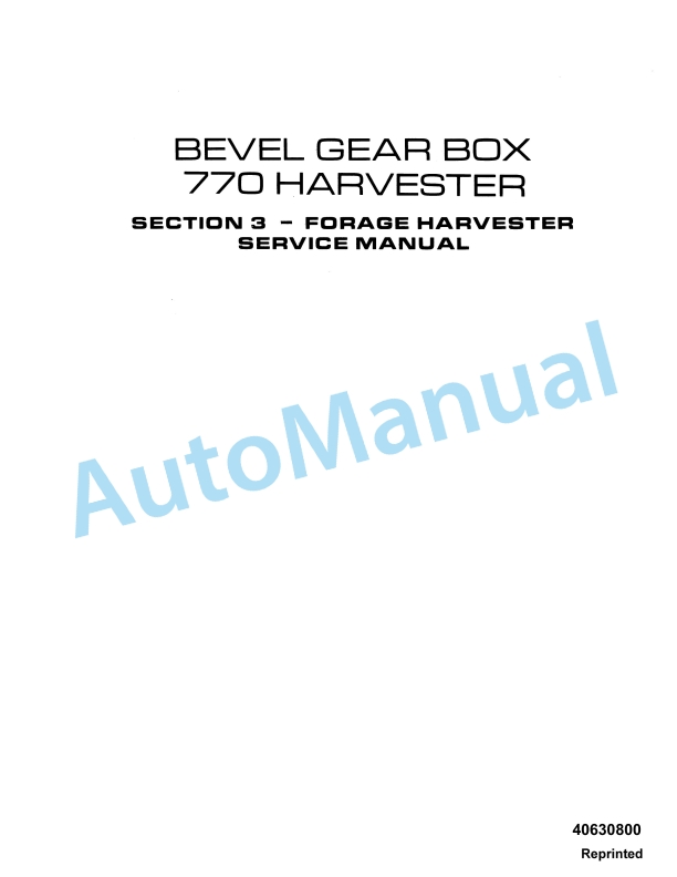 New Holland 770 Harvester Service Manual 40630800