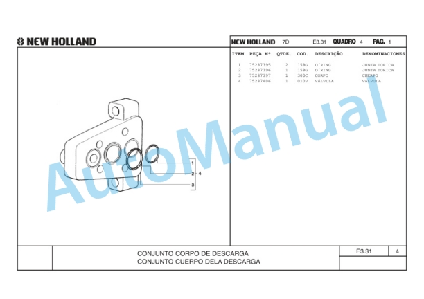 New Holland 7D Crawler Tractor Parts Catalogue 75314391 BR-4